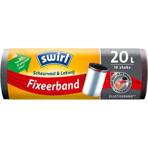 Swirl pedaalemmerzak met fixeerband 20l 15 stuks