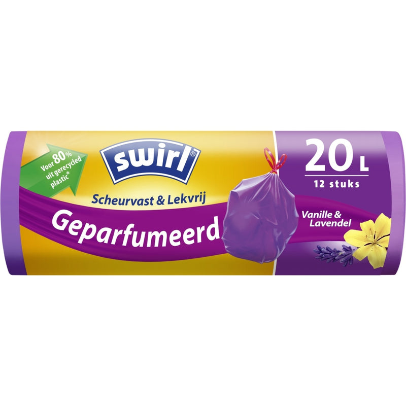 Chargez l'image dans la visionneuse de la galerie, Swirl? swirl pedaalemmerzak met trekband geparfumeerd vanille-lavendel 20l 12 stuks
