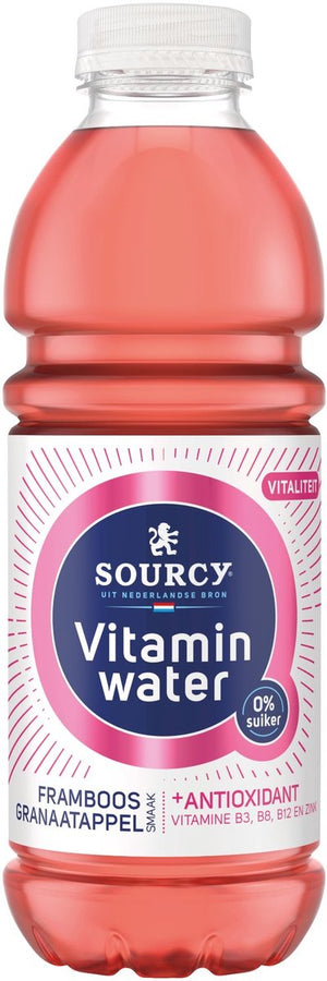Sourcy vitaminwater - framboos granaatappel 6x1l - voordeelverpakking