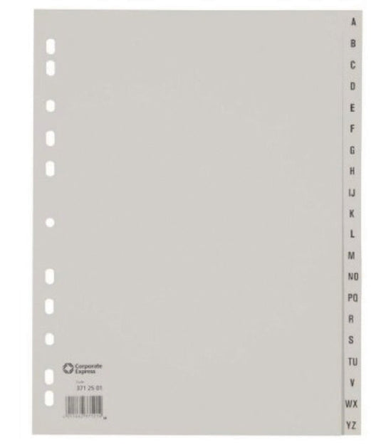 Ahrend ofc-tab1 tabbladen a4 a - z grijs set 20 stuks