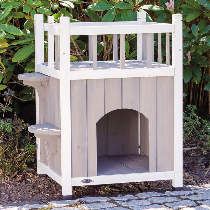 Load image into Gallery viewer, TRIXIE Kattenhuis cat's home met balkon grijs wit
