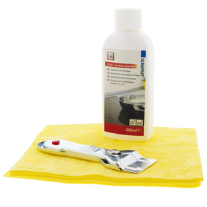 Scanpart kookplaat onderhoudsset - voor alle glazen kookplaten - zoals keramische inductie en halogeen kookplaten - inclusief reiniger 200 ml - schraper en doekje