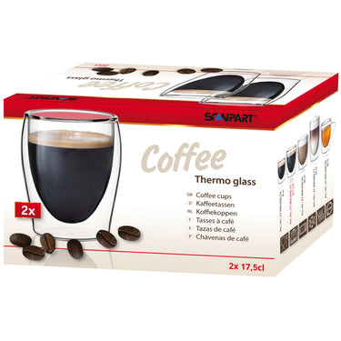 Scanpart dubbelwandige koffieglazen 175 ml - koffie - lungo - koffieglas dubbelwandig - 2 stuks