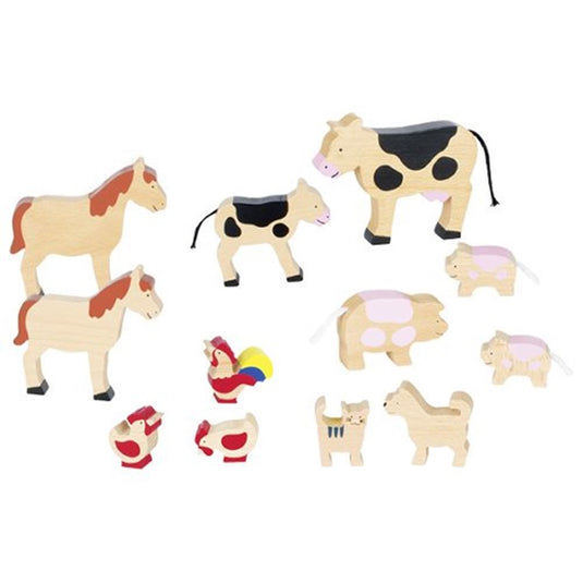 Goki houten boerderijdierenset, 12dlg.
