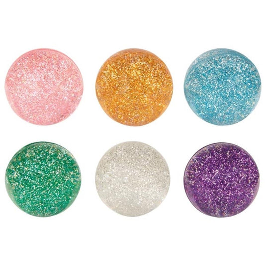 Stuiterende bal glitter. 4,9 cm. 6 kleur