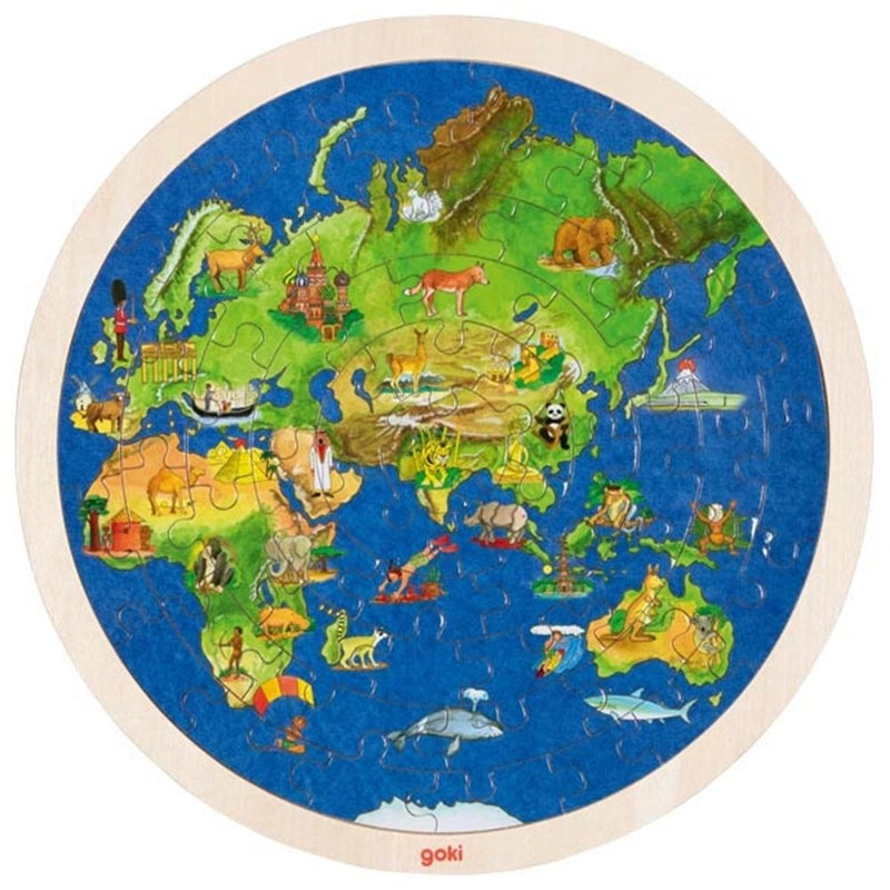 Afbeelding laden in galerijviewer, Goki puzzel rond wereld. 2 zijdig. 57 delig.
