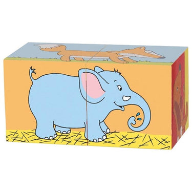 Goki kubuspuzzel, dieren. 2 delig. 10x5x5 cm.