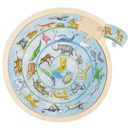 Goki puzzel dierencirkel. 27 delig. 30,7 cm3+