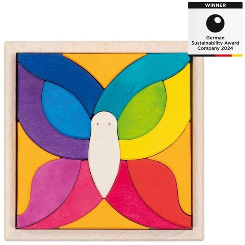 Afbeelding laden in galerijviewer, Goki puzzelmozaïek - vlinder - 17x17x3cm - 15 delen - 2 jaar
