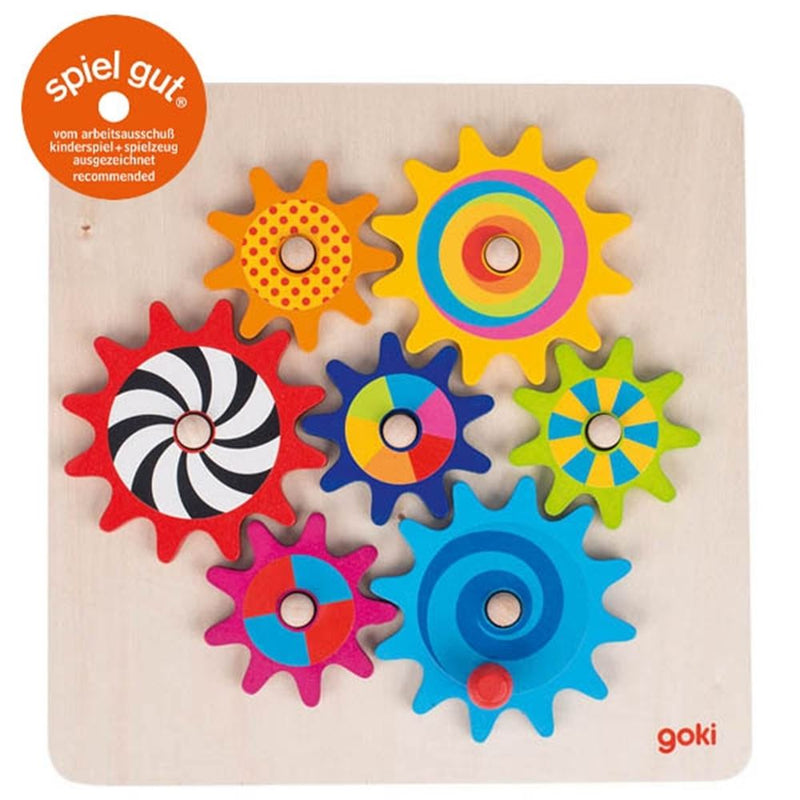 Afbeelding laden in galerijviewer, Goki houten tandwiel spel. 8 delig. 3+
