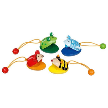 Goki houten castagnetten. 5 cm. 4 motieven. 3