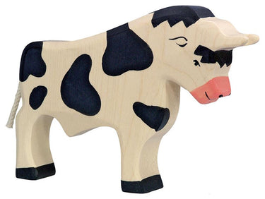 Holztiger stier, zwart. 19 cm.