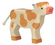 Holztiger kalf, staand, bruin. 11 cm.