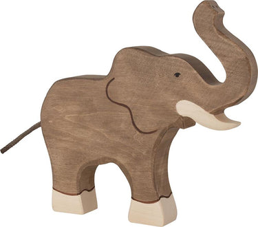 Holztiger olifant, slurf omhoog. 18 cm.