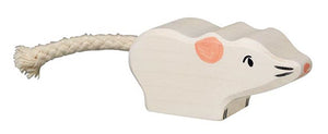 Holztiger muis, wit. 5 cm.