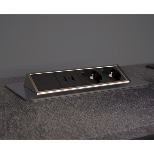 Schütte stopcontact ingebouwd tweevoudig e2 zwart