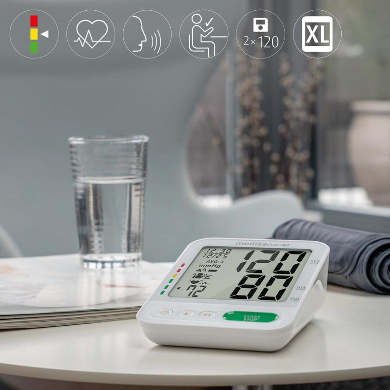 Load image into Gallery viewer, Medisana medisana bloeddrukmeter met spraakfunctie bu 586 voice bovenarm wit
