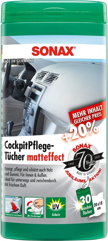 Sonax kunststofonderhoud cockpitpflegetücher matteffect plastic wipes silk matt