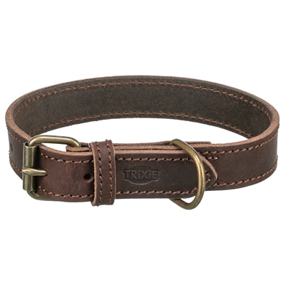 Load image into Gallery viewer, Trixie halsband hond rustic vetleer donkerbruin
