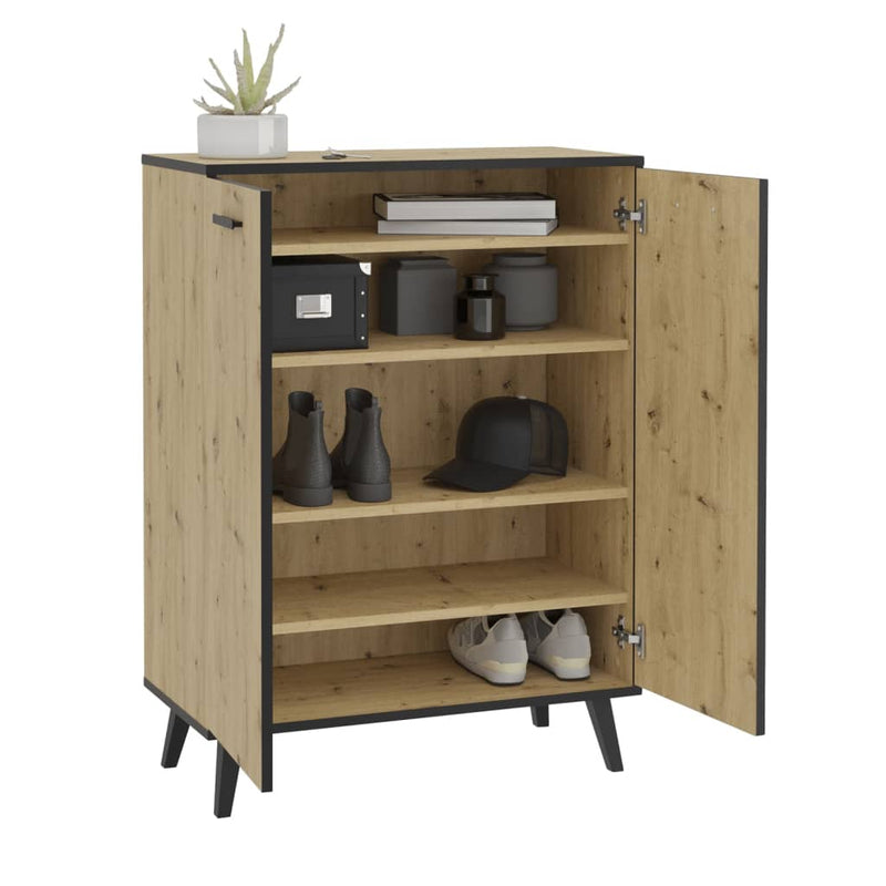 Load image into Gallery viewer, Fmd schoenenkast met 5 vakken 68,5x33x93,5 cm artisan eiken
