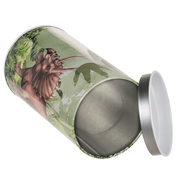 Metalen spaarpot, dinosaurus. 4 assortie