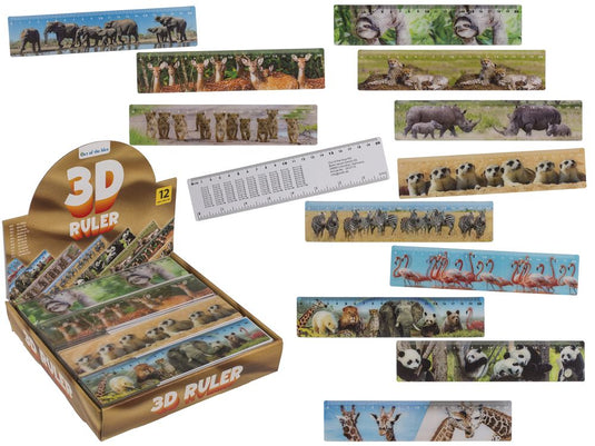 Dsp lineaal wilde dieren, 21 cm. 12 ass.
