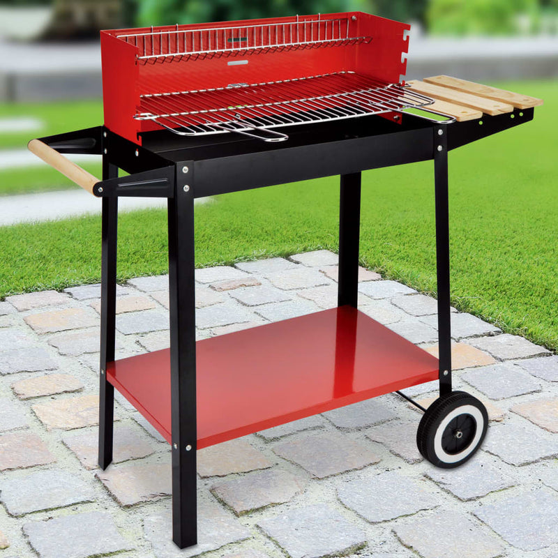 Load image into Gallery viewer, HI HI Barbecuewagen houtskool 88x44x83 cm rood

