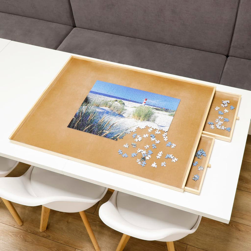 Load image into Gallery viewer, Hi puzzeltafel met 4 lades 76x57x4,5 cm hout
