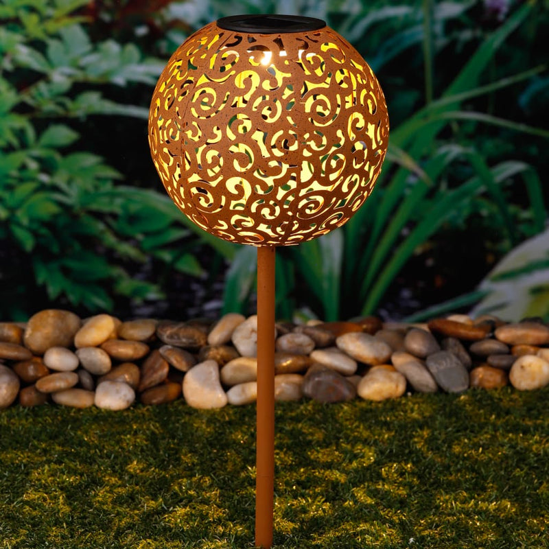 Load image into Gallery viewer, HI HI Tuinlamp solar LED bol 18 cm metaal bruin
