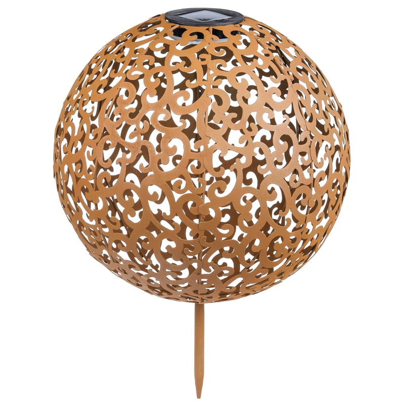 Load image into Gallery viewer, HI HI Tuinlamp solar LED bol 28,5 cm metaal bruin
