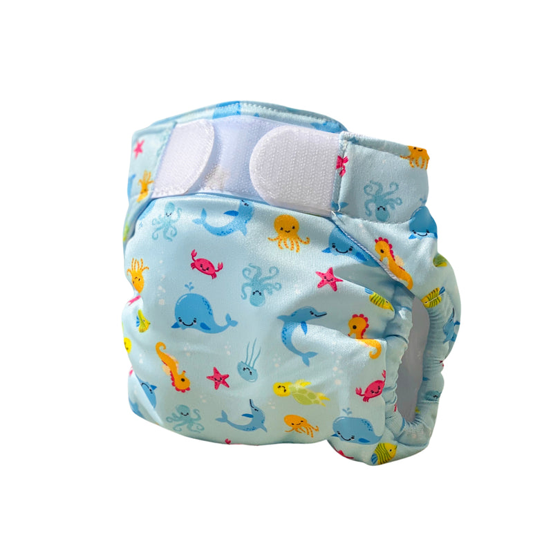 Load image into Gallery viewer, Freds swim academy wasbare zwemluier zeedieren maat 2 9-16 kg blauw

