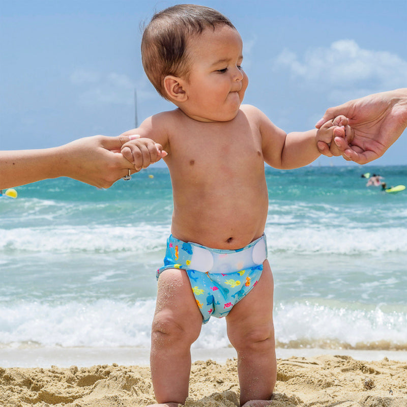 Load image into Gallery viewer, Freds swim academy wasbare zwemluier zeedieren maat 1 4-9 kg blauw
