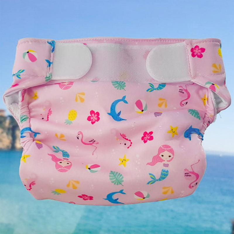 Load image into Gallery viewer, Freds swim academy wasbare zwemluier zeemeermin maat 1 4-9 kg roze
