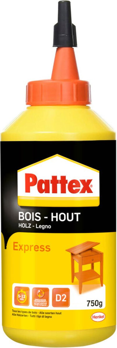 Pattex houtlijm express 750 g | sneldrogende houtlijm voor alle klussen | houtlijmen voor sterke hechting.