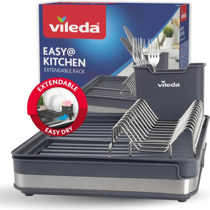 Load image into Gallery viewer, Vileda afdruiprek uittrekbaar 36.5-51.5x30x13.1 cm antraciet zilver
