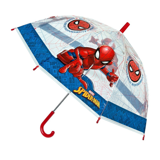 Spiderman kinderparaplu 66 cm blauw rood transparant
