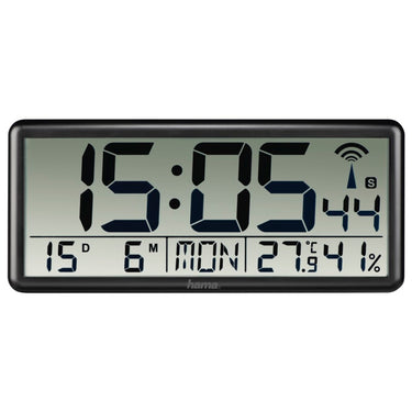 Hama wandklok- jumbo- radiogestuurd- zwart