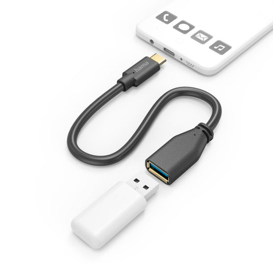 Hama usb-adapterkabel otg usb-c-stekker - usb-a-aansluiting 15 cm zwart