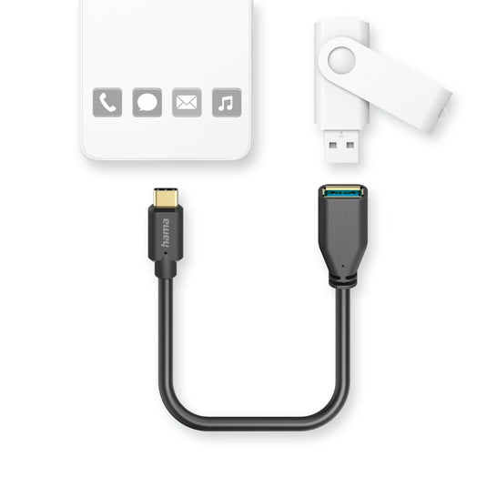 Hama usb-adapterkabel otg usb-c-stekker - usb-a-aansluiting 15 cm zwart