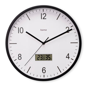 Hama dcf wandklok lanzarote tikt niet + thermometer en hygrometer 35 cm zwart wit