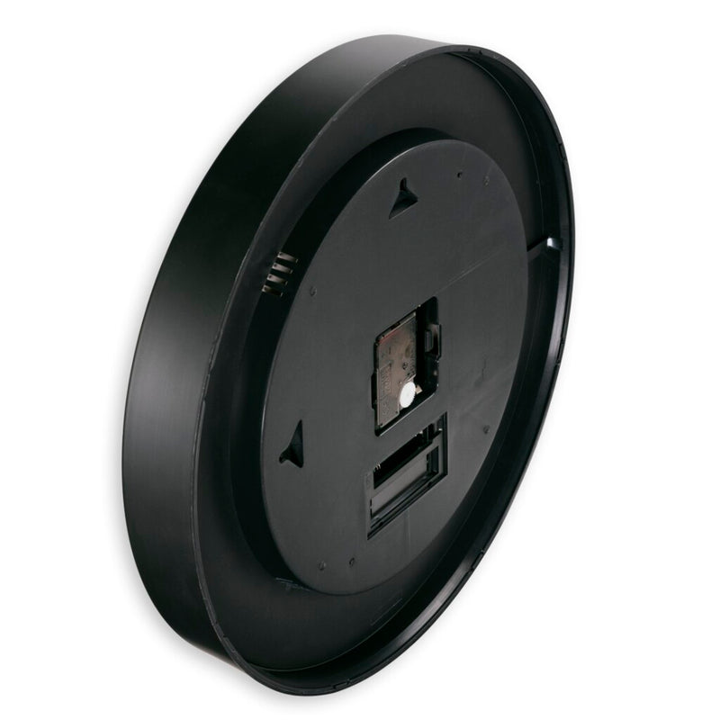 Load image into Gallery viewer, Hama dcf wandklok lanzarote tikt niet + thermometer en hygrometer 35 cm zwart wit
