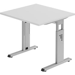 Desk square height adjustable c-leg light grey 800x800x680-760mm