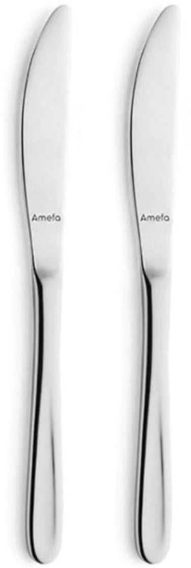 Amefa monaco - 2-delige tafelmes set - voor 2 personen - zilverkleurig - rvs - vaatwasmachinebestendig - 18 10 - 2 persoons