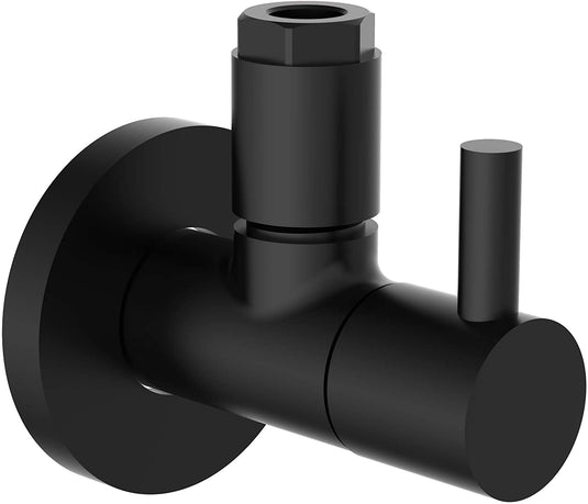 Schutte design hoekstopkraan van messing | 1 2 x 3 8 of 10 mm | met rozet| mat zwart - 98166120 - 98166120