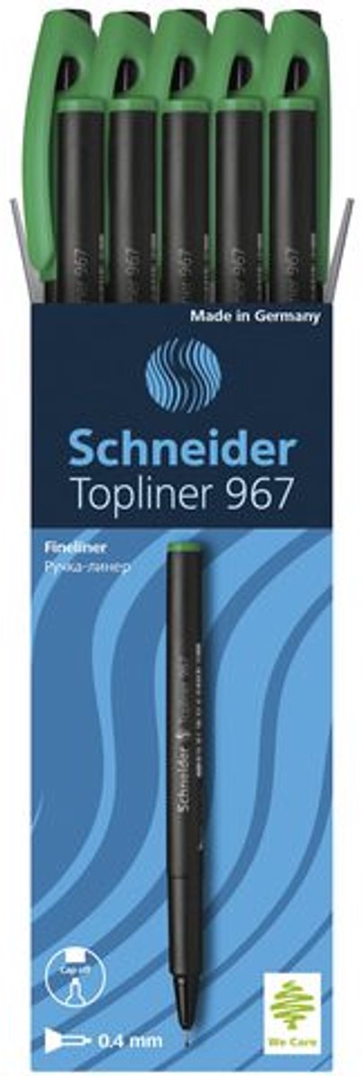 Schneider schrijfwaren schneider fineliner - topliner 967 - 0,4 mm - groen - doos a 10 stuks - s-9674