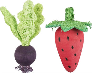 Trixie speelbal set biet aardbei hout loofah