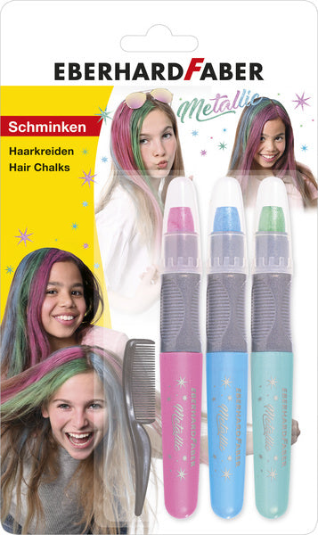 Eberhard faber haarkrijt - metallic kleuren - set 3 stuks - ef-579205