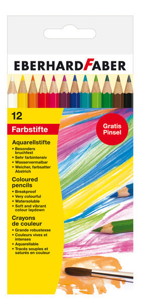 Eberhard faber ef-516012 aquarelpotlood kartonetui à 12 stuks met penseel