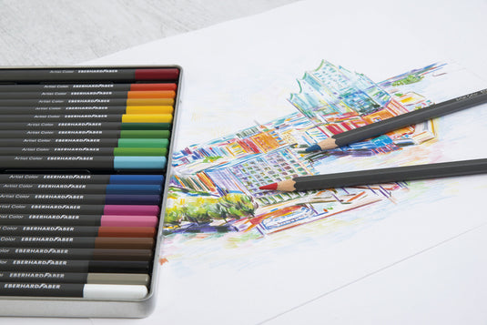 Eberhard faber ef-516124 kleurpotloden metaaletui a 24 stuks