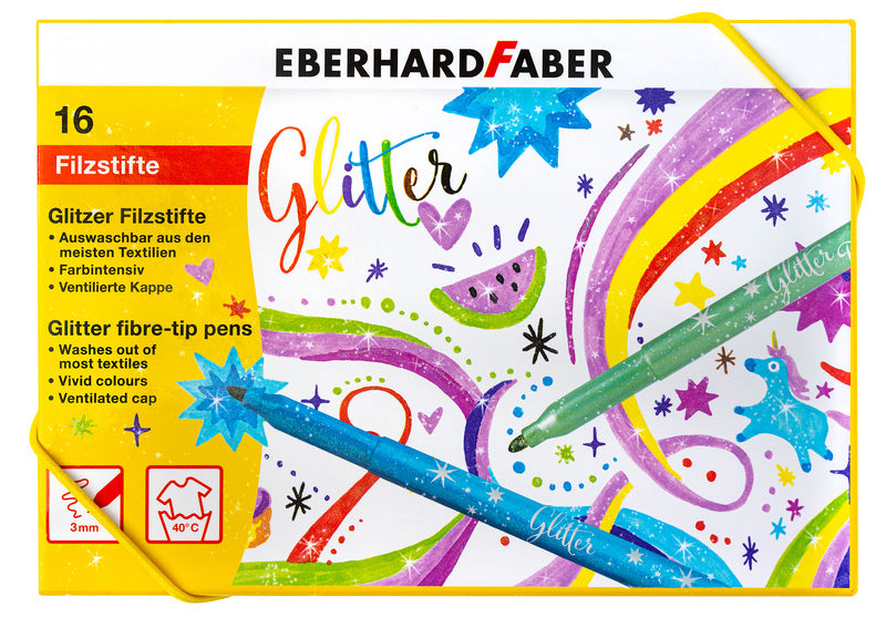 Load image into Gallery viewer, Eberhard faber ef-551016 viltstiften glitter doos 16 kleuren
